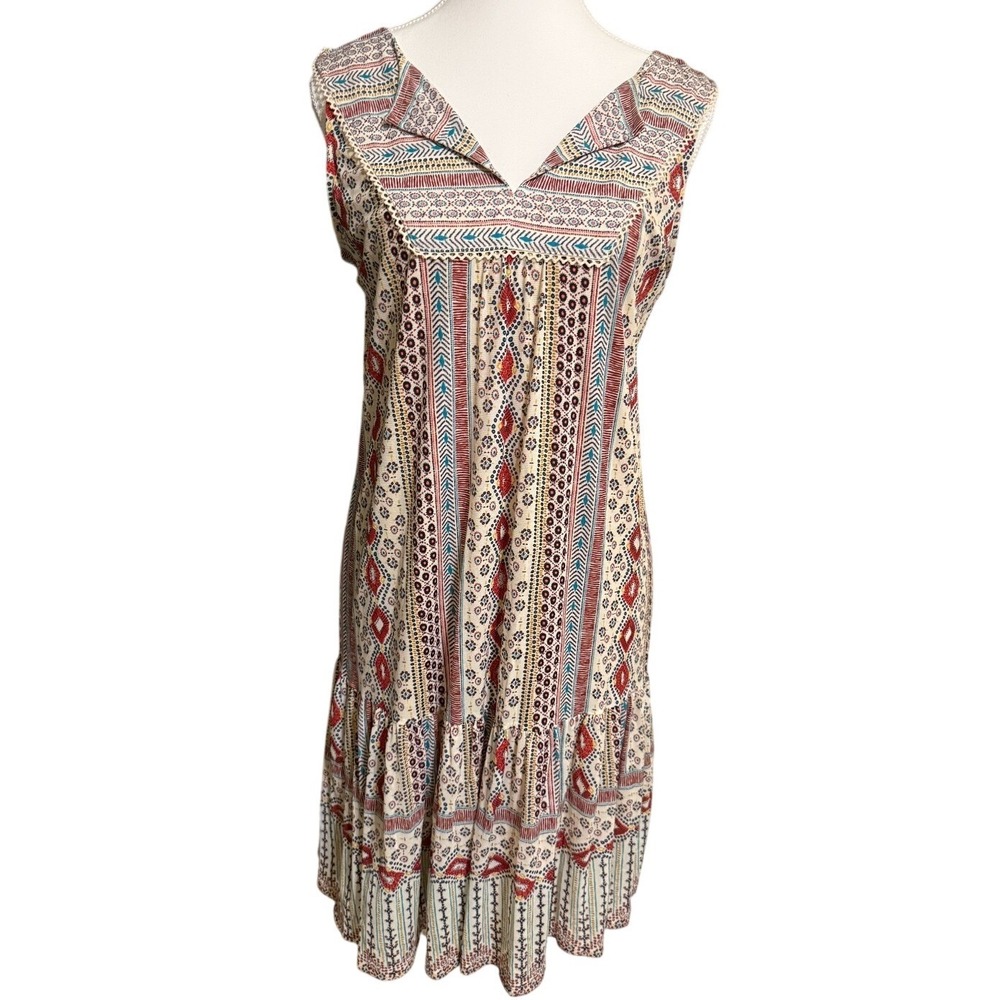 Style & Co‎ Sleeveless Tiered Boho Dress Geometric Print Size S